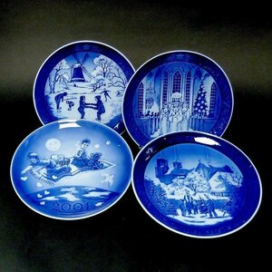 J34【ROYAL COPENHAGEN】ロイヤルコペンハーゲン　イヤープレート　1989年　1991年　1997年　2001年　4枚セット　中古品