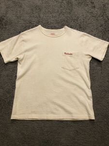 クッシュマン/品番26635/ポケットTシャツ/ロゴ刺繍/M/クリーム色/CUSHMAN/古着/黄ばみあり/日本製/セルロイド/フェローズ/フルカウント