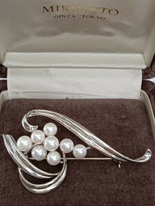 【美品】MIKIMOTO ミキモト　パールブローチ　SILVER