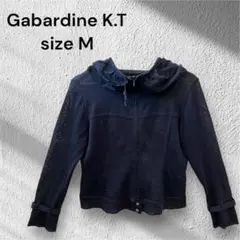 Gabardine K.T フルジッパー　カーディガン　長袖　黒　麻　9号　M