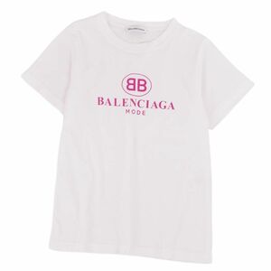 美品 バレンシアガ BALENCIAGA Tシャツ カットソー 半袖 ショートスリーブ ロゴ トップス レディース S ホワイト cf03oe-rm11f09274