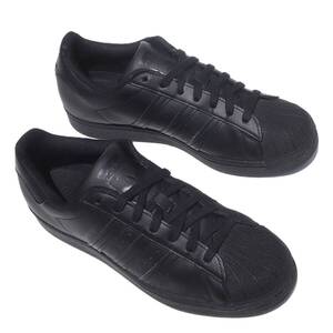 美品!! US 9 / 27cm 22年製 限定 adidas SUPERSTAR スーパースター 黒黒 トリプルブラック 天然皮革