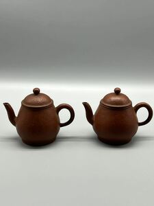 ★古中国 民国時期 朱泥急須 一対 紫砂 美品 煎茶道具 中国美術 