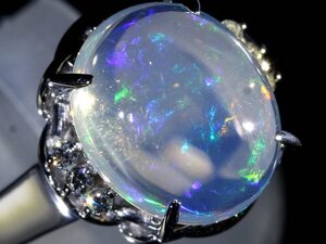 OO14112SS初売り【1円～】新品【RK宝石】≪opal≫ 極上ウォーターオパール 大粒4.33ct!! 極上ダイヤモンド Pt900 高級リング ダイヤ