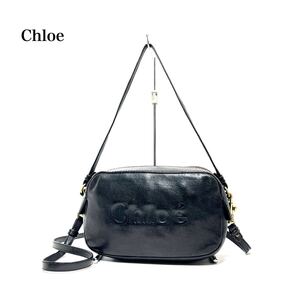 Chloe クロエ /レザー 本革/ エンボスロゴ・ブラック色/2way ハンドバッグ アクセサリーポーチ ミニ ショルダーバッグ 