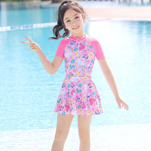 ☆ ピンク ☆ 145-160cm（4XLサイズ） ☆ 水着 女の子 ワンピース yswim5076 キッズ 水着 女の子 ワンピース ジッパー ワンピ