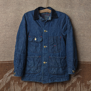 50s 【希少 ボーイズサイズ】 Denim Chore Jacket / 50年代 デニム カバーオール ワーク ジャケット 裏ブランケット ビンテージ 40s60s