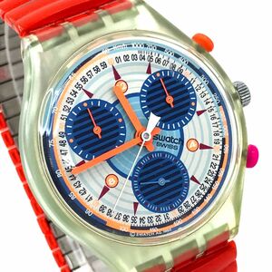 Swatch スウォッチ INSPYRAL 腕時計 SCG102 クオーツ コレクション コレクター クロノグラフ スケルトン 電池交換済 動作確認済