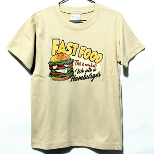 特価/未使用【サイズ=120cm】アメカジプリント/子供/半袖/Tシャツ/胸囲=57~63cm/beige②