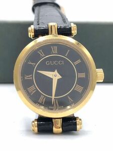 1円〜 2040L グッチ GUCCI 時計 稼動 可動 QZ ブラック文字盤 稼働 黒文字盤 腕時計 箱付 シェリーライン ラウンド ブランド品 レディース