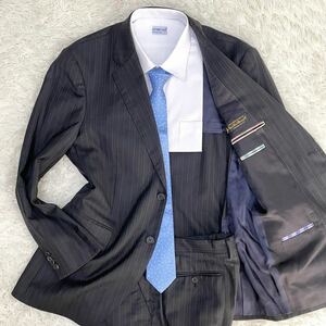 Paul Smith【最高級 ロロピアーナ スーパー120s XLサイズ位 美品】スーツ 黒 シップス L2 ビジネス 通勤 仕事 セットアップ メンズ