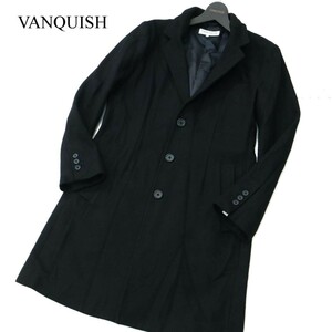 VANQUISH ヴァンキッシュ 秋冬 メルトン ウール★ チェスター コート Sz.S　メンズ 黒　A2T13061_B#N