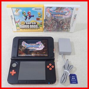 1円〜 動作品 ニンテンドー3DSLL 本体 SPR-001 オレンジ×ブラック + ソフト ドラゴンクエストXI 等 2本 まとめてセット Nintendo【10