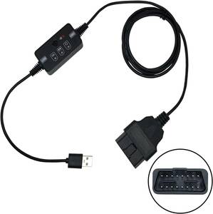 JEUCLEL USB駆動車両OBD IIコネクター メモリーセーバー ブザー付き 車載ECU緊急電源ケーブル 自動車用バッテリー交換/切断ツール