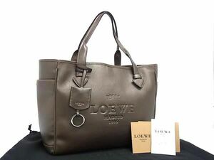 1円 ■美品■ LOEWE ロエベ ヘリテージ レザー ハンドバッグ トートバッグ ショルダーバッグ 肩掛け レディース ブラウン系 FC9915