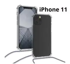 iPhone 11ケース ショルダー クリア TPU カバー ストラップ付き