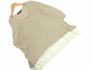 ネコポスOK UNTITLED アンタイトル 7分袖 切替 カットソー size2/ベージュ ■◇ ☆ eda9 レディース