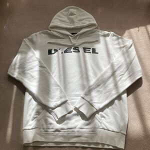 DIESEL ディーゼル スウェットパーカー ホワイト サイズL 正規品 裏起毛 美品 パーカー スウェット Hooded L