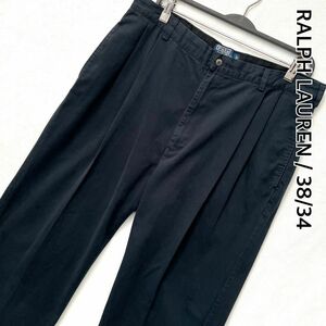 ラルフローレン　90s　ポロチノ　チノパン　ツータック　HAMMOND PANT　W38インチ　紺　ネイビー　POLO by RALPHLAUREN