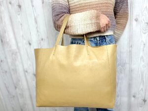 極美品 CELINE セリーヌ ホリゾンタルカバ トートバッグ ショルダーバッグ バッグ レザー オーカー 黄土色 A4収納可 79713Y