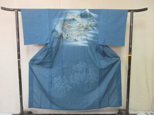 1円 良品 化繊 長襦袢 男性用 和装 和服 富士山 橋文 大工 高級 渋カッコいい 袖無双 身丈145cm 裄69cm【夢職】★★★