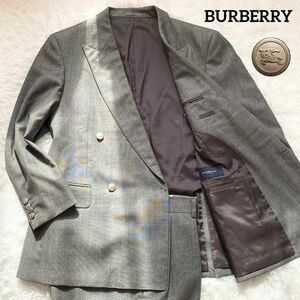 B97 BURBERRY LONDON　バーバリーロンドン　スーツセット　グレー　BB4 ウエスト94表記　XL相当　大きいサイズ　カシミヤ5％　銀ボタン