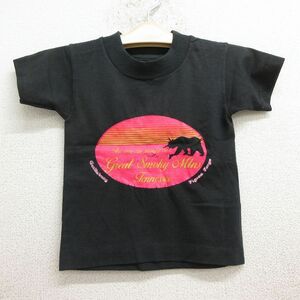 古着 フルーツオブザルーム 半袖 ビンテージ Tシャツ キッズ ボーイズ 子供服 90s グレートスモーキーマウンテンズ クルーネック 黒 ブラッ