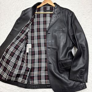 【美品Lサイズ相当!!!】BURBERRY BLACK LABEL バーバリーブラックレーベル レザージャケット ラムレザー 羊革 ノバチェック 黒 メンズ