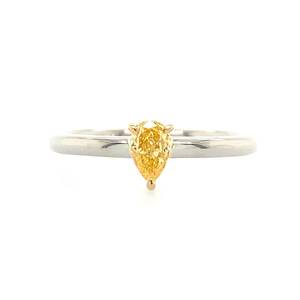 FANCY INTENSE ORANGY YELLOW ペアシェイプ/シンプルリング/0.302ct/CGL/JRT0017