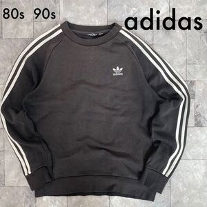 80s 90s adidas アディダス スウェット トレーナー トレフォイル 袖ライン スリーライン 刺繍ロゴ ラグラン 玉FL3041