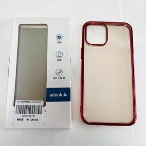 iPhone 12 Pro Max ケース 赤 背面クリア TPU メッキ加工