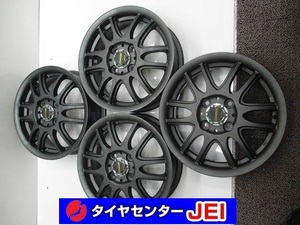 14インチ 社外 4.5J+43 100 軽自動車 ブラック 黒 中古アルミホイール【4本セット】送料無料(A14-4989）