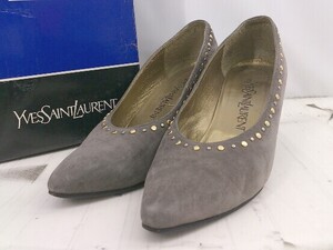 ◇ ◎ YVES SAINT LAURENT イヴサンローラン ポインテッドトゥ スタッズ ヒールパンプス サイズ35 1/2 グレー レディース E