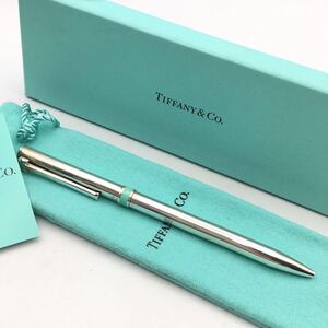 ★E12229/TIFFANY&Co. ティファニー/ボールペン/Tクリップ/925/ツイスト式/シルバー×ティファニーブルー/保管袋・箱付/筆記OK す