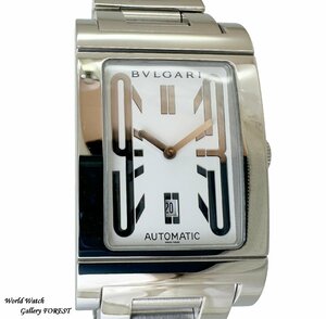 【ブルガリ BVLGARI☆レッタンゴロ RT45S】中古 メンズ腕時計 自動巻き ホワイト文字盤☆Aランク☆