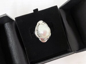 リング 指輪 南洋白蝶真珠 パール ゴールド 18K WG 冠婚 パーティー ジュエリー 高級感 華やか/12号/ホワイトゴールド/1円スタート/AY