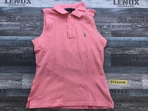 RALPH LAUREN ラルフローレン レディース ワンポイント刺繍 ノースリーブ 鹿の子 ポロシャツ 小さいサイズ XS ピンク