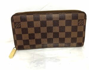 LOUIS VUITTON ルイ・ヴィトン(ダミエ) ジッピーウォレット ラウンドファスナー長財布N60015ルイヴィトン 毛羽立ちあり カ15