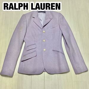 RALPH LAUREN ラルフローレン ジャケット シルク混 絹混 7 ライトパープル センターベント 肩パッド有