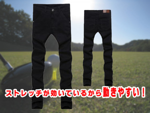 【L　32】チノパン メンズ スキニーパンツ L 32 新品 黒 ブラック ストレッチパンツ ゴルフパンツ 226-bk-32