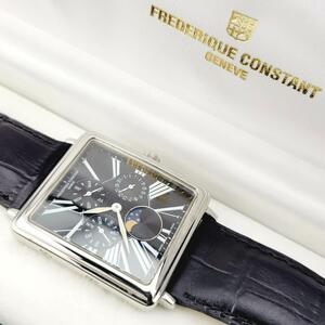 極美品 FREDERIQUE CONSTANT フレデリックコンスタント FC265X3C5/6 スクエア ムーンフェイズ トリプルカレンダー クォーツ腕時計 メンズ