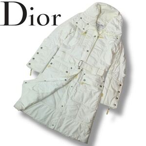 t193 希少 Christian Dior ディオール ガリアーノ期 中綿 ロングジャケット コート ホワイト 3H12088020 イタリア製 38 正規品 Vintage 