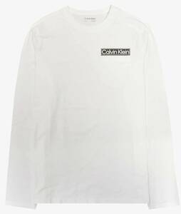 ★未使用★カルバンクライン CALVIN KLEIN メンズ ポケット付 長袖Tシャツ ロンT 白 ホワイト Mサイズ (A187)