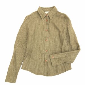 Sybilla シビラ 麻 リネン ウール 刺繍総柄 シャツ 40(M) カーキ オリーブ ブラウス 長袖 国内正規品 レディース 女性用