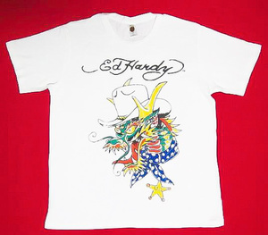 [Lサイズ] 新品 未使用品 ★ 初期 DON ED HARDY エド ハーディー ドラゴン 刺青 TATTOO タトゥー Tシャツ クリームソーダ ブラックキャッツ