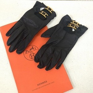 HERMES エルメス レザー グローブ 手袋 レディース