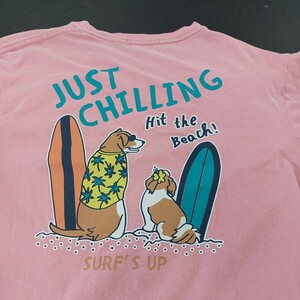 古着ヴィンテージ　SURFS UP TシャツMサイズ　サーモンピンク