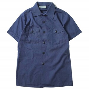 OFFICIAL YOUTH SHIRT アメリカ製 US古着 T/Cショートスリーブワークシャツ LG(14-16) ネイビー 半袖 ボーイスカウト MADE IN USA f1103