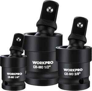 WORKPRO ユニバーサルジョイントセット インパクト用 インパクトレンチ用ユニバーサルジョイント 差込角6.35mm・9.5m