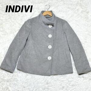 696【インディヴィ】/INDIVI/コート/防寒/アンゴラ/羊毛/兎/ワールド/羽織り/服/40/L